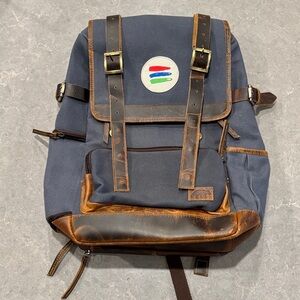 Bucket List Family Stylish Blue and Brown Backpack